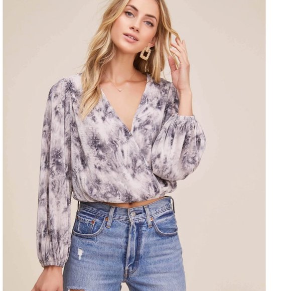 Astr Tie-Dye Blouse in Black and White - Picture 2 of 13